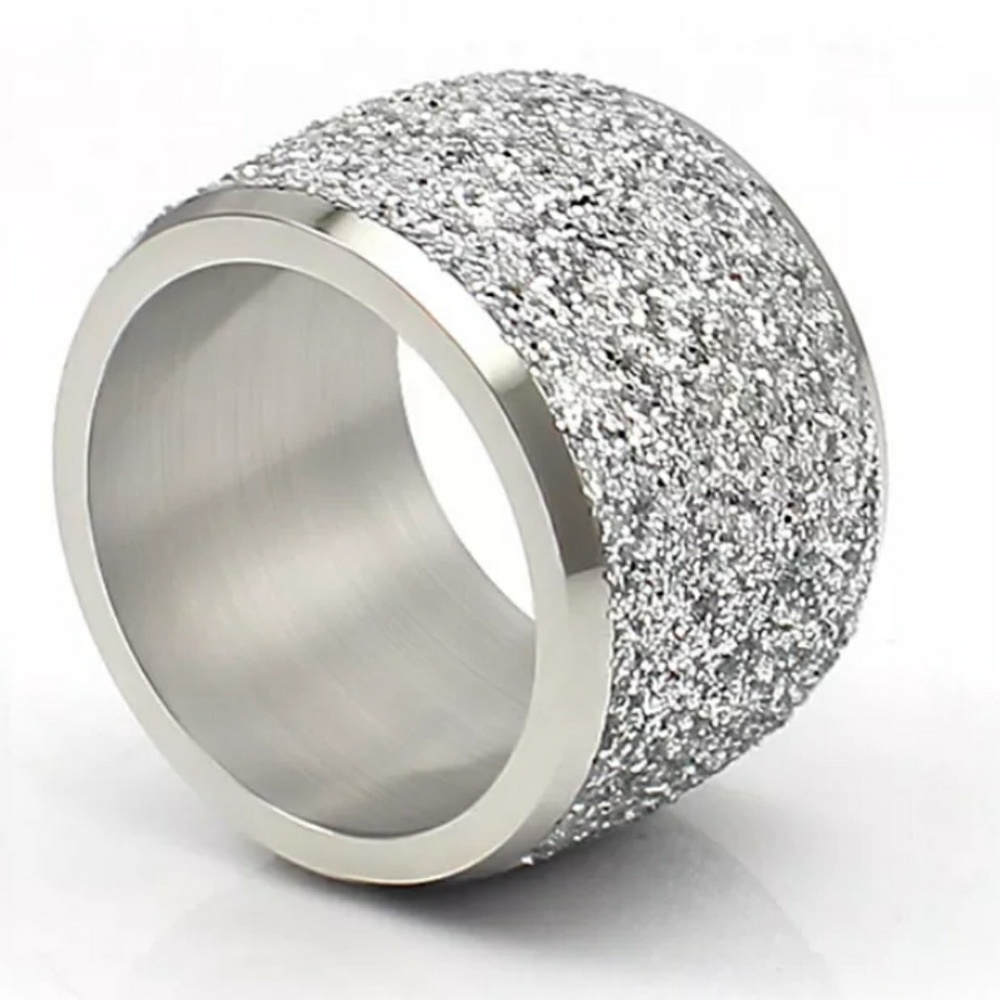 Stainless steel silver glitter ring. - Picture 6 of 8